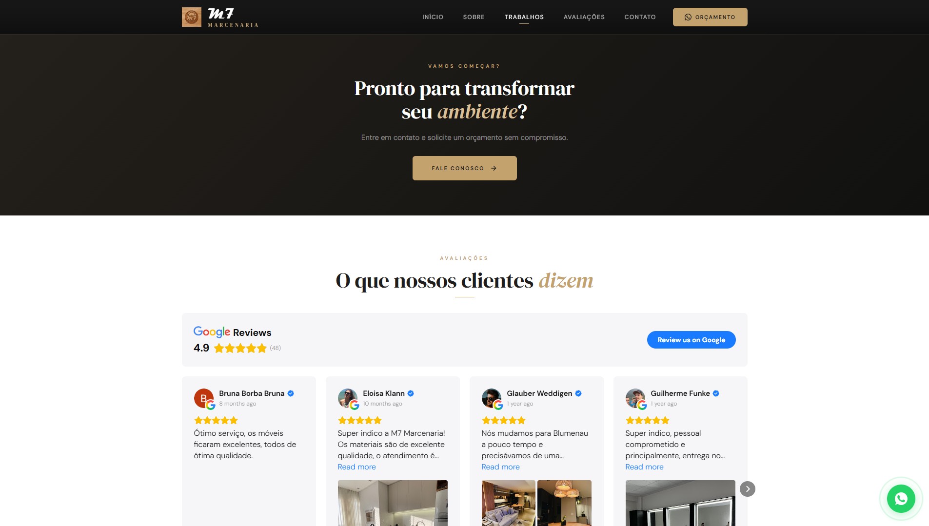 Avaliações de clientes